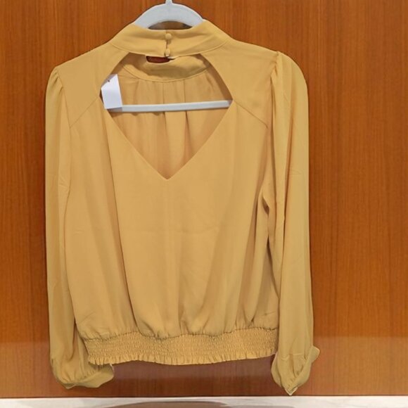 Ann Taylor Loft Mock Neck Blouse with Open Back Detail - Picture 2 of 3